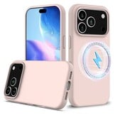 iPhone 17 Pro Max Hoesje Flexibel siliconen Backcover met MagSafe ondersteuning - Lichtroze