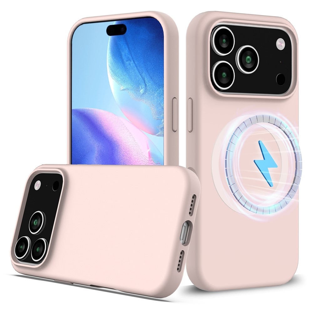 iPhone 17 Pro Max Hoesje Flexibel siliconen Backcover met MagSafe ondersteuning - Lichtroze