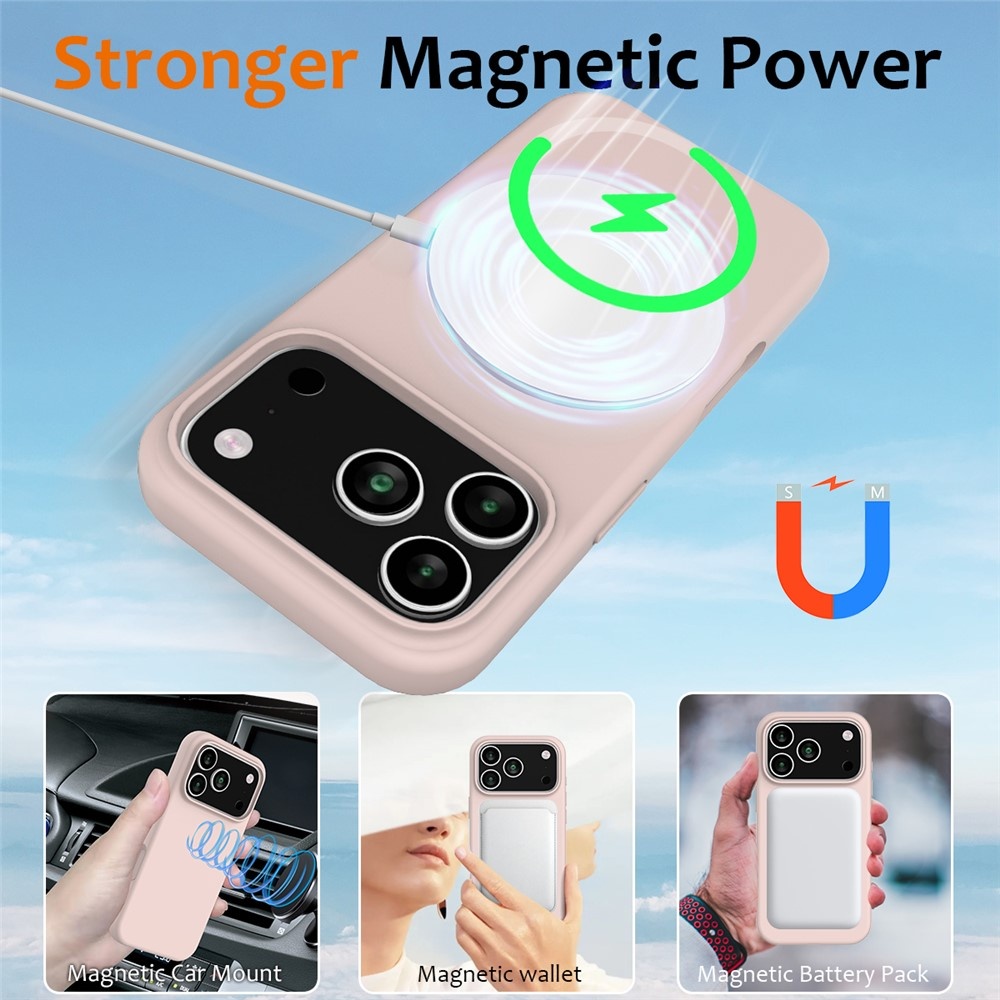 iPhone 17 Pro Max Hoesje Flexibel siliconen Backcover met MagSafe ondersteuning - Lichtroze