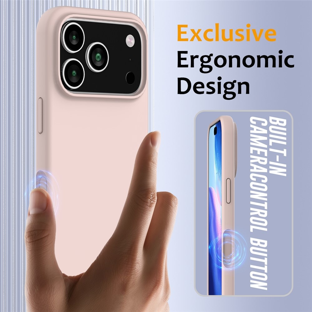 iPhone 17 Pro Max Hoesje Flexibel siliconen Backcover met MagSafe ondersteuning - Lichtroze