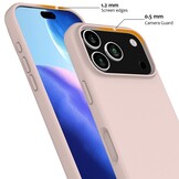 iPhone 17 Pro Max Hoesje Flexibel siliconen Backcover met MagSafe ondersteuning - Lichtroze