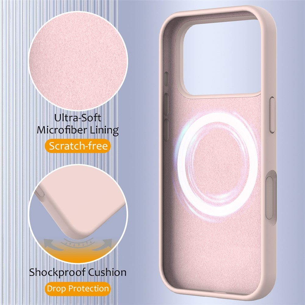 iPhone 17 Pro Max Hoesje Flexibel siliconen Backcover met MagSafe ondersteuning - Lichtroze