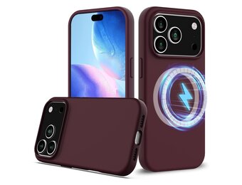 Lunso iPhone 17 Pro Max hoesje - Flexibel siliconen Backcover met MagSafe - Bordeaux Rood