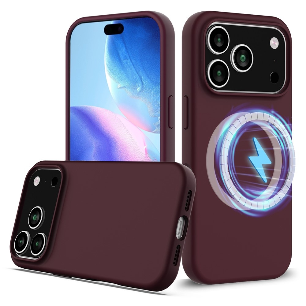 iPhone 17 Pro Max Hoesje Flexibel siliconen Backcover met MagSafe ondersteuning - Bordeaux Rood