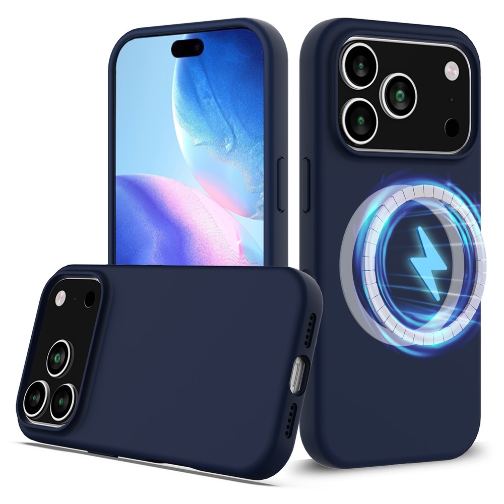 iPhone 17 Pro Max Hoesje Flexibel siliconen Backcover met MagSafe ondersteuning - Donkerblauw