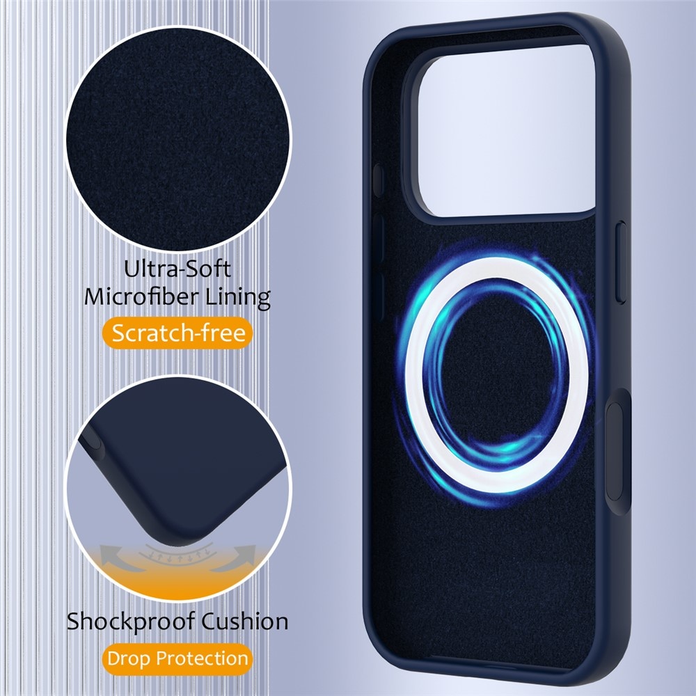 iPhone 18 Pro Max / iPhone 17 Pro Max Hoesje Flexibel siliconen Backcover met MagSafe ondersteuning - Donkerblauw