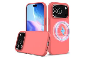 Lunso iPhone 17 Pro Max hoesje - Flexibel siliconen Backcover met MagSafe - Roze
