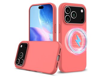 Lunso iPhone 17 Pro Max hoesje - Flexibel siliconen Backcover met MagSafe - Roze