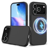 iPhone 17 Pro Max Hoesje Flexibel siliconen Backcover met MagSafe ondersteuning - Zwart