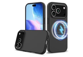 Lunso iPhone 17 Pro Max hoesje - Flexibel siliconen Backcover met MagSafe - Zwart