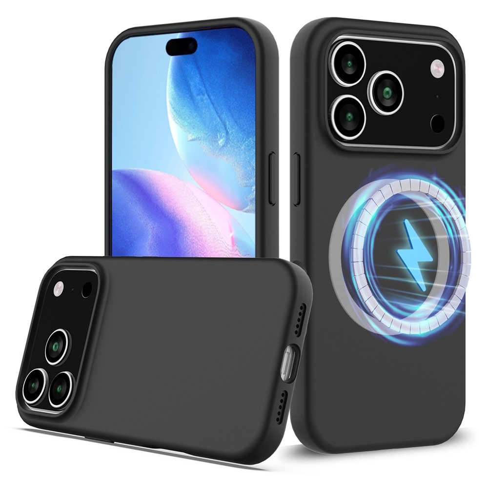 iPhone 17 Pro Max Hoesje Flexibel siliconen Backcover met MagSafe ondersteuning - Zwart