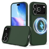 iPhone 18 Pro / iPhone 17 Pro Hoesje Flexibel siliconen Backcover met MagSafe ondersteuning - Groen