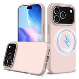iPhone 18 Pro / iPhone 17 Pro Hoesje Flexibel siliconen Backcover met MagSafe ondersteuning - Lichtroze
