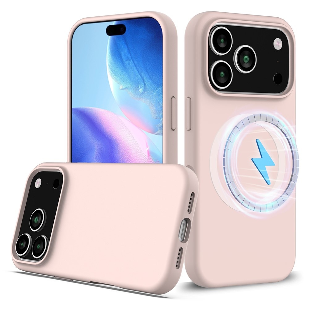 iPhone 18 Pro / iPhone 17 Pro Hoesje Flexibel siliconen Backcover met MagSafe ondersteuning - Lichtroze
