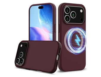 Lunso iPhone 17 Pro hoesje - Flexibel siliconen Backcover met MagSafe - Bordeaux Rood