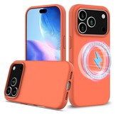 iPhone 18 Pro / iPhone 17 Pro Hoesje Flexibel siliconen Backcover met MagSafe ondersteuning - Oranje