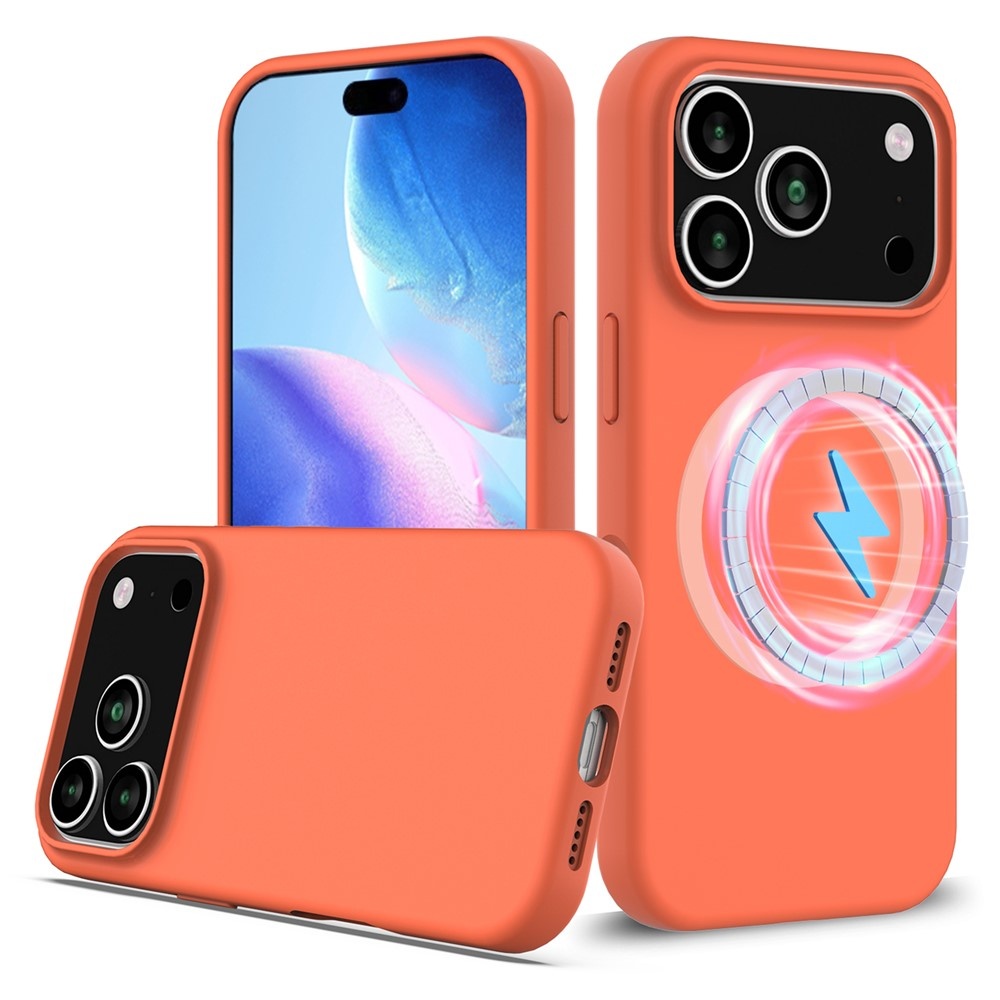 iPhone 18 Pro / iPhone 17 Pro Hoesje Flexibel siliconen Backcover met MagSafe ondersteuning - Oranje