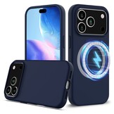 iPhone 17 Pro Hoesje Flexibel siliconen Backcover met MagSafe ondersteuning - Donkerblauw