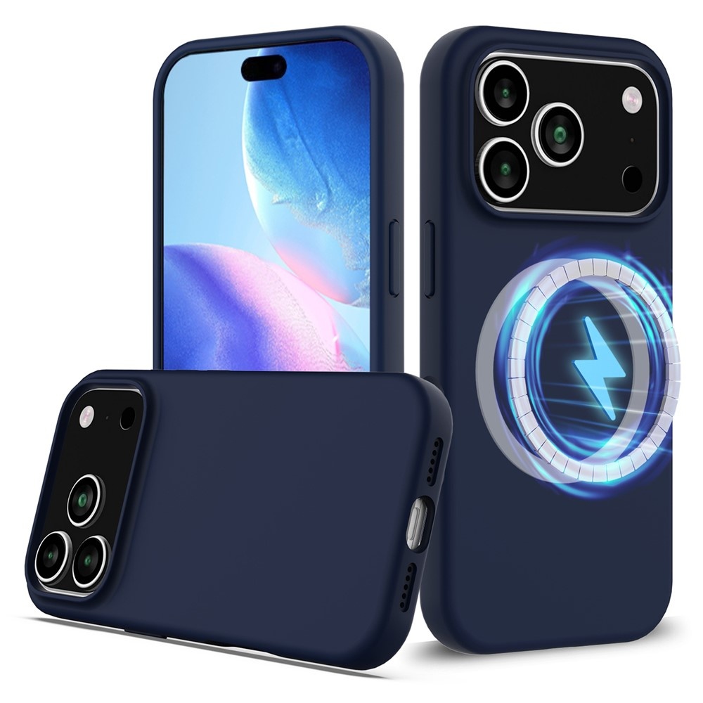 iPhone 18 Pro / iPhone 17 Pro Hoesje Flexibel siliconen Backcover met MagSafe ondersteuning - Donkerblauw