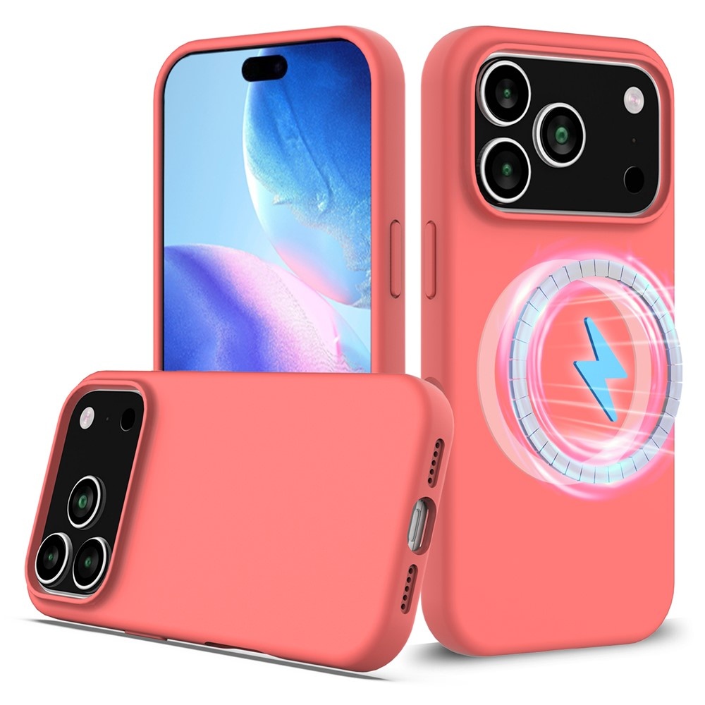 Lunso iPhone 17 Pro hoesje - Flexibel siliconen Backcover met MagSafe - Roze