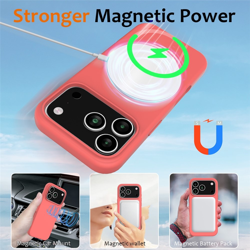 iPhone 17 Pro Hoesje Flexibel siliconen Backcover met MagSafe ondersteuning - Roze