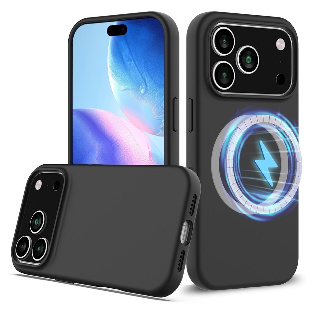 iPhone 18 Pro / iPhone 17 Pro Hoesje Flexibel siliconen Backcover met MagSafe ondersteuning - Zwart