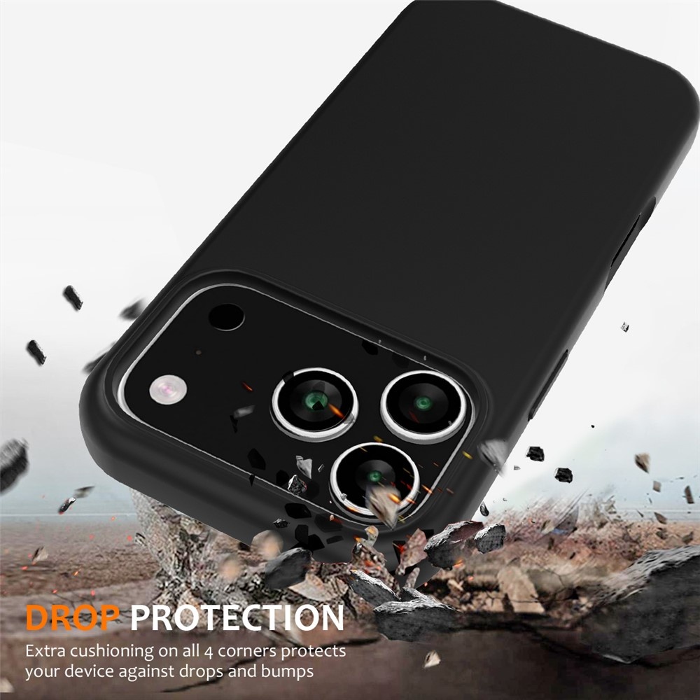 iPhone 18 Pro / iPhone 17 Pro Hoesje Flexibel siliconen Backcover met MagSafe ondersteuning - Zwart