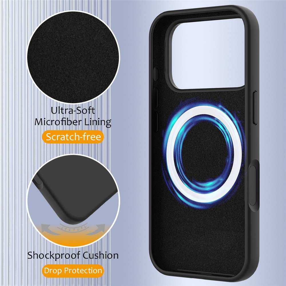 iPhone 17 Pro Hoesje Flexibel siliconen Backcover met MagSafe ondersteuning - Zwart
