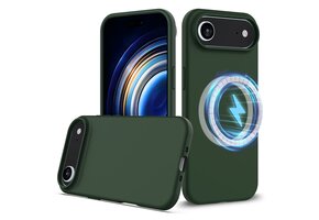 Lunso iPhone 17 Air hoesje - Flexibel siliconen Backcover met MagSafe - Groen