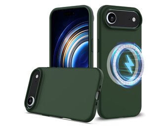 Lunso iPhone 17 Air hoesje - Flexibel siliconen Backcover met MagSafe - Groen