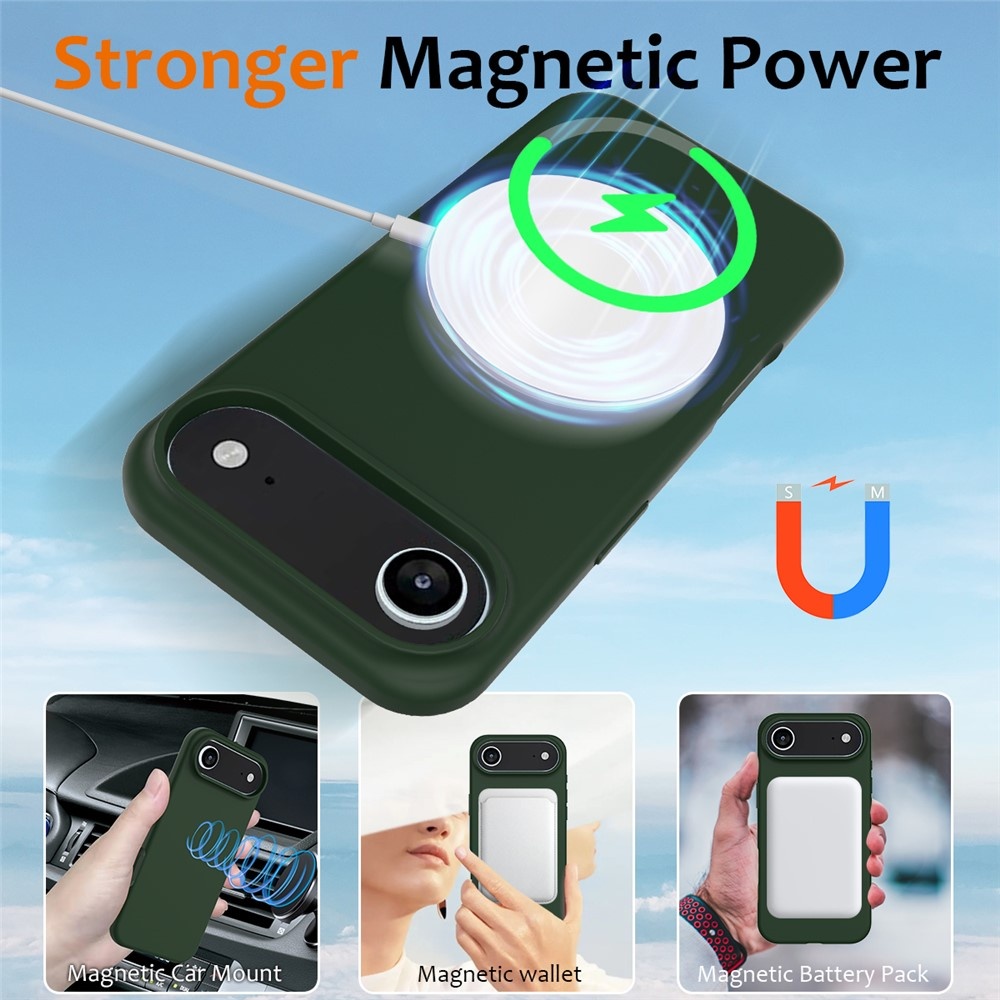 iPhone 17 Air Hoesje Flexibel siliconen Backcover met MagSafe ondersteuning - Groen