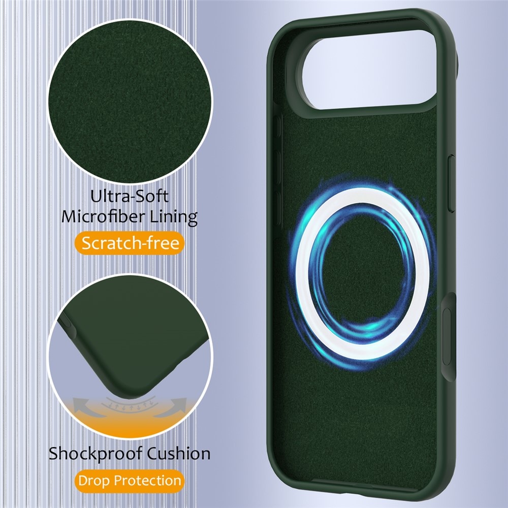 iPhone 17 Air Hoesje Flexibel siliconen Backcover met MagSafe ondersteuning - Groen