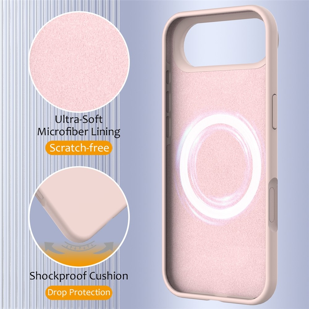 iPhone 17 Air Hoesje Flexibel siliconen Backcover met MagSafe ondersteuning - Lichtroze