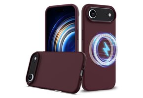 Lunso iPhone 17 Air hoesje - Flexibel siliconen Backcover met MagSafe - Bordeaux Rood