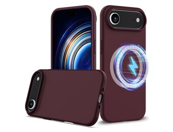 Lunso iPhone 17 Air hoesje - Flexibel siliconen Backcover met MagSafe - Bordeaux Rood