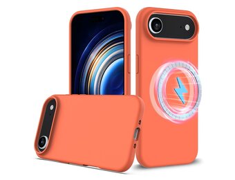 Lunso iPhone 17 Air hoesje - Flexibel siliconen Backcover met MagSafe - Oranje