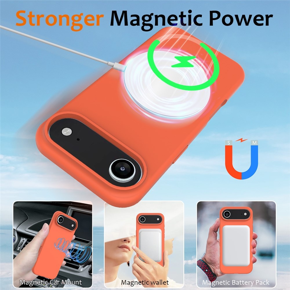 iPhone 17 Air Hoesje Flexibel siliconen Backcover met MagSafe ondersteuning - Oranje