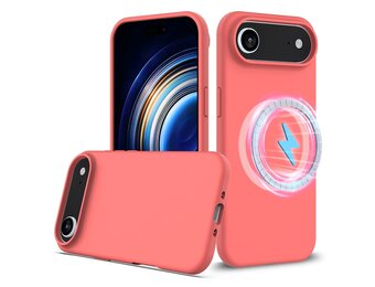 Lunso iPhone 17 Air hoesje - Flexibel siliconen Backcover met MagSafe - Roze