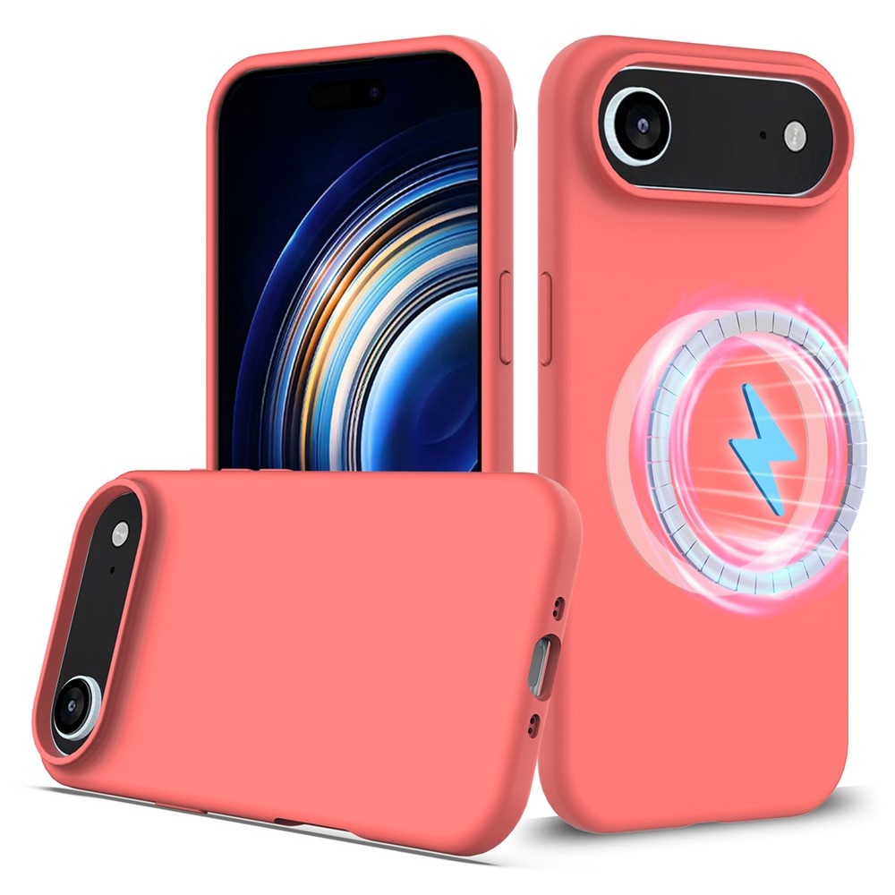 Lunso iPhone 17 Air hoesje - Flexibel siliconen Backcover met MagSafe - Roze