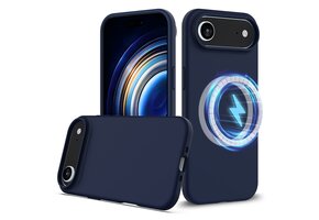 Lunso iPhone 17 Air hoesje - Flexibel siliconen Backcover met MagSafe - Donkerblauw