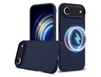 Lunso iPhone 17 Air hoesje - Flexibel siliconen Backcover met MagSafe - Donkerblauw