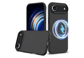 Lunso iPhone 17 Air hoesje - Flexibel siliconen Backcover met MagSafe - Zwart