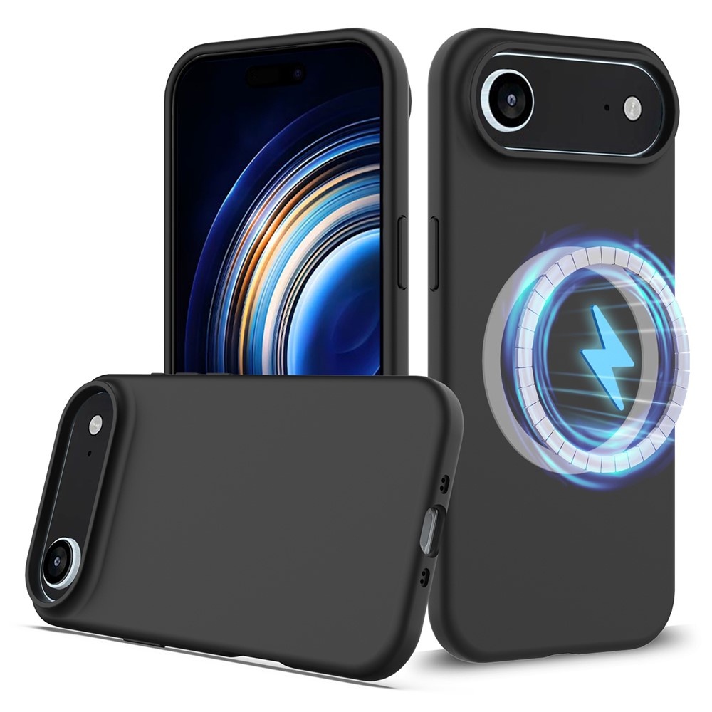 iPhone 17 Air Hoesje Flexibel siliconen Backcover met MagSafe ondersteuning - Zwart