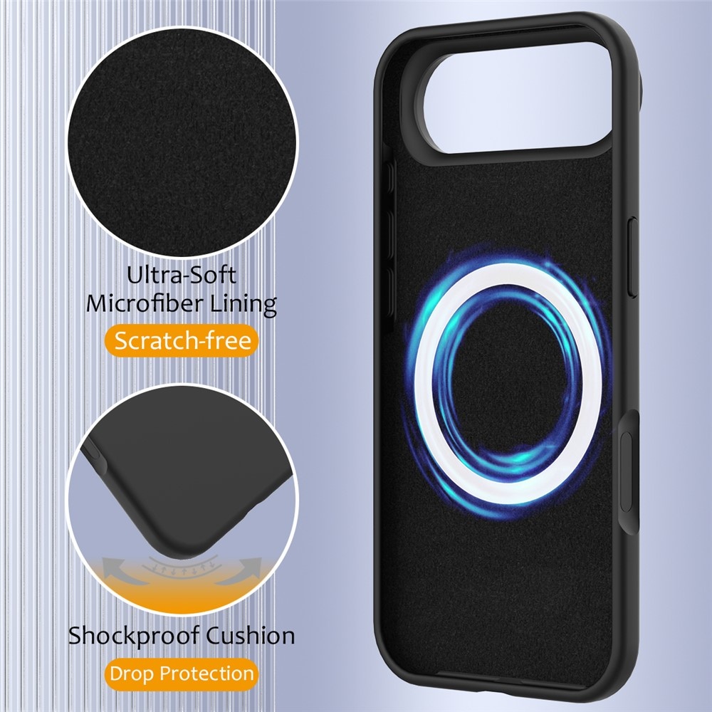 iPhone 17 Air Hoesje Flexibel siliconen Backcover met MagSafe ondersteuning - Zwart