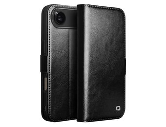 Qialino iPhone 17 Air hoesje - Leren bookcase - Zwart