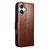 iPhone 17 leren bookcase hoesje - Bruin