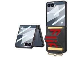 Lunso Samsung Galaxy Z Flip 7 backcover hoesje met Polsband - Zwart