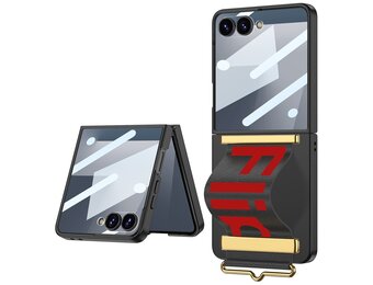 Lunso Samsung Galaxy Z Flip 7 backcover hoesje met Polsband - Zwart