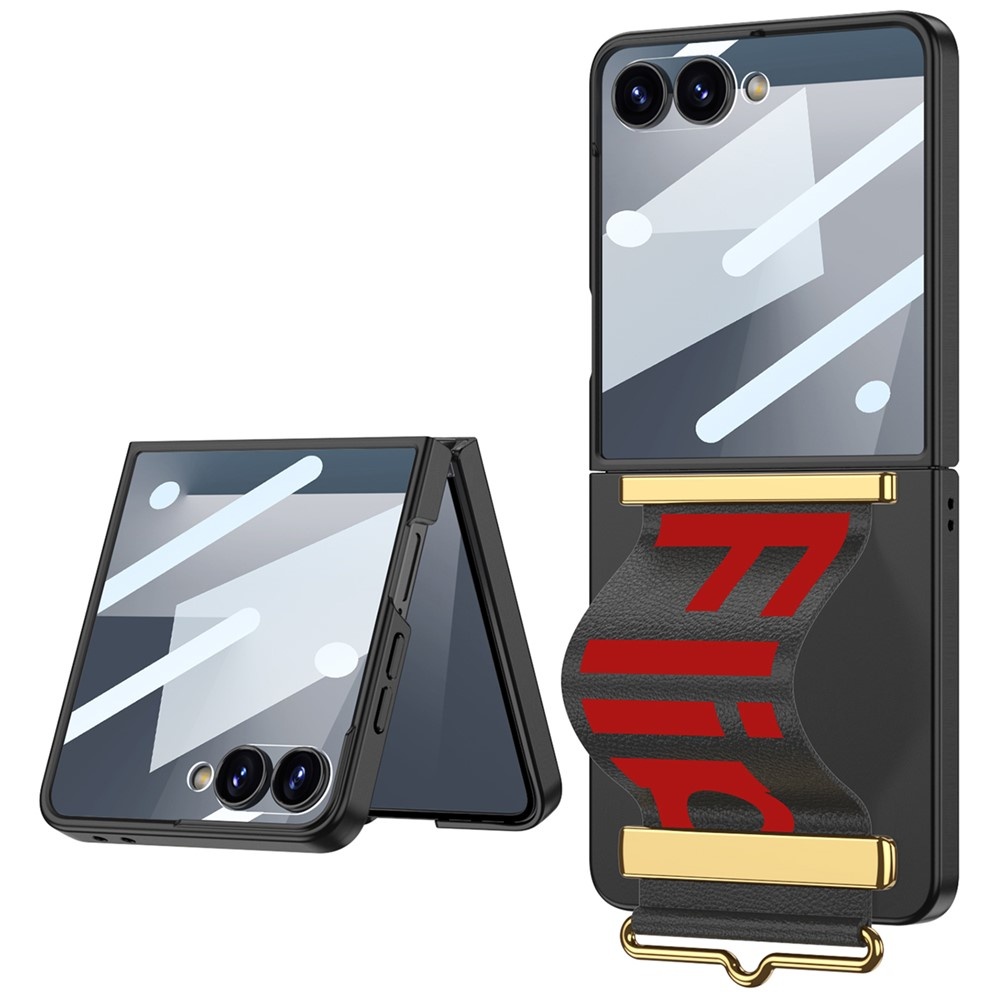 Samsung Galaxy Z Flip 7 hoesje backcover met Polsband en een screenprotector - Zwart