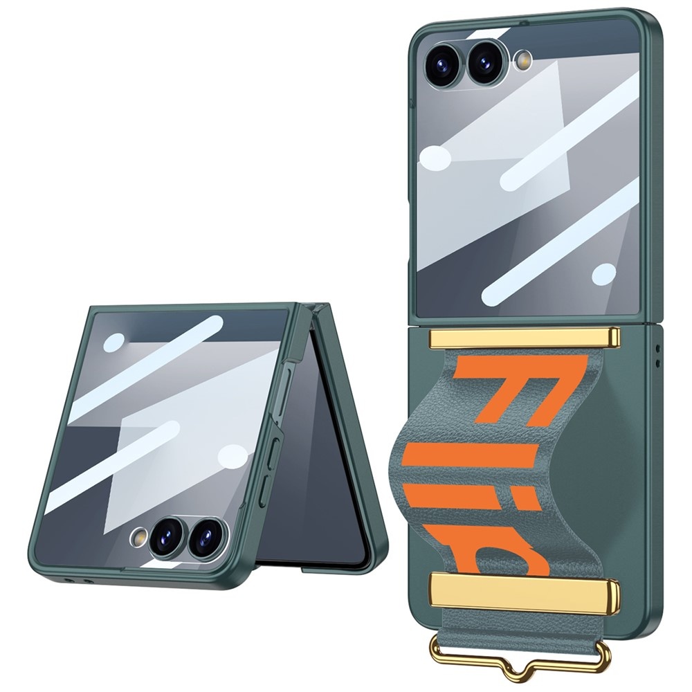 Samsung Galaxy Z Flip 7 hoesje backcover met Polsband en een screenprotector - Groen